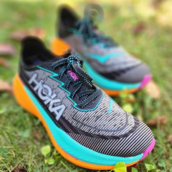 Size 9B - New Women's HOKA MACH X 2 Racing Shoes Black/Aqua - Picture 12 of 15